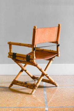 Lyda Levi Pair of Lyda Levi McGuire director s chairs in rush and leather 1970 - 3372984