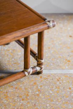 Lyda Levi Pair of wooden tables with leather bindings by Lyda Levi McGuire - 3420436