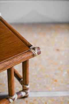 Lyda Levi Pair of wooden tables with leather bindings by Lyda Levi McGuire - 3420452