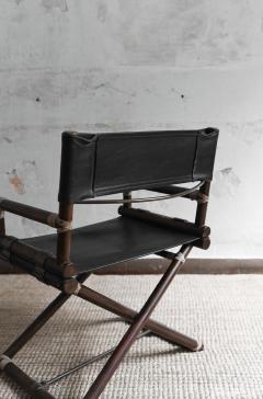 Lyda Levi Set of 2 director s chairs in bamboo and black leather Lyda Levi for McGuire - 4364755