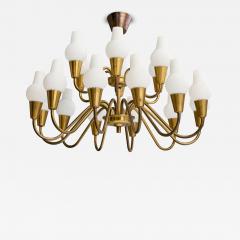 Lyfa Chandelier with Brass and Glass Denmark 1950s - 4785887