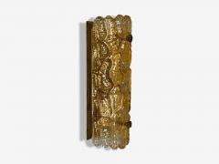 Lyfa Textured Glass Patinated Brass Wall Light Sweden 1970s - 4212366
