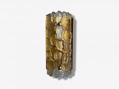 Lyfa Textured Glass Patinated Brass Wall Light Sweden 1970s - 4212367