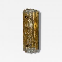 Lyfa Textured Glass Patinated Brass Wall Light Sweden 1970s - 4213902