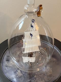 Lymington Glass Mystiques Company EXTRAORDINARY HANDBLOWN GLASS SHIP IN BOTTLE DECANTOR - 3043199