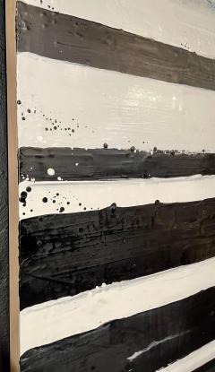Lynn Basa Encaustic Black and White Stripe Panel Doppleganger 2013 - 2969954