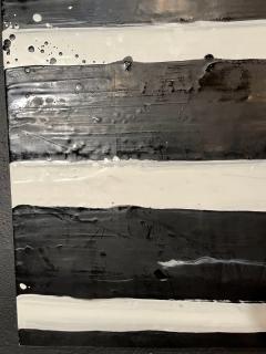 Lynn Basa Encaustic Black and White Stripe Panel Doppleganger 2013 - 2969955