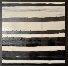Lynn Basa Encaustic Black and White Stripe Panel Doppleganger 2013 - 2969956