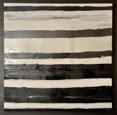 Lynn Basa Encaustic Black and White Stripe Panel Doppleganger 2013 - 2969958