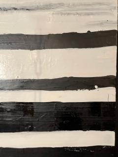 Lynn Basa Encaustic Black and White Stripe Panel Doppleganger 2013 - 2969961