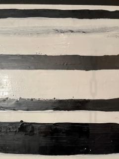 Lynn Basa Encaustic Black and White Stripe Panel Doppleganger 2013 - 2969963