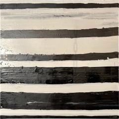 Lynn Basa Encaustic Black and White Stripe Panel Doppleganger 2013 - 2971990