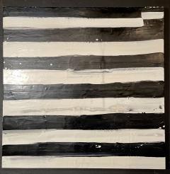 Lynn Basa Encaustic Black and White Stripe Panel Not So Simple 2012 - 2955450