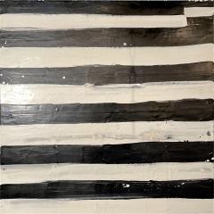 Lynn Basa Encaustic Black and White Stripe Panel Not So Simple 2012 - 2956280