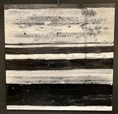 Lynn Basa Encaustic Black and White Stripe Panel The Speckled 2013 - 2973629