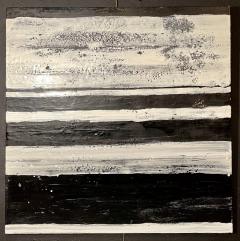 Lynn Basa Encaustic Black and White Stripe Panel The Speckled 2013 - 2973635