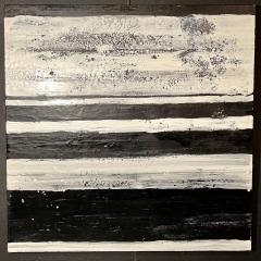 Lynn Basa Encaustic Black and White Stripe Panel The Speckled 2013 - 2973636