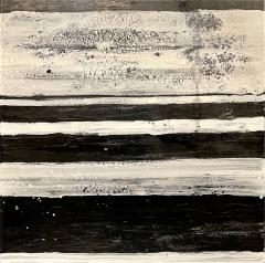 Lynn Basa Encaustic Black and White Stripe Panel The Speckled 2013 - 2974068