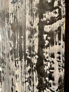 Lynn Basa Encaustic Black and White Stripe Panel Three Ways of Looking Black  - 3012936