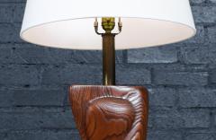 Lynn F Mrs Lawrence D Egbert Lynn Lawrence Carved Biomorphic Oak Table Lamp for Modeline of CA - 4441894