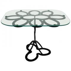 Lyrical Wrought Iron Side Table Made from St Croix Forge Horseshoes circa 1985 - 574546