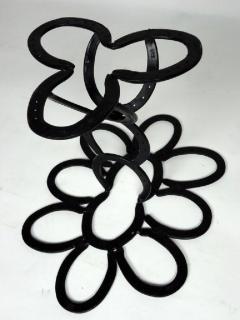 Lyrical Wrought Iron Side Table Made from St Croix Forge Horseshoes circa 1985 - 574553