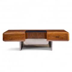 M F Harty M F Harty for Stow Davis Mid Century Walnut Chrome and Glass Executive Desk - 4410605