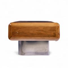 M F Harty M F Harty for Stow Davis Mid Century Walnut Chrome and Glass Executive Desk - 4410607