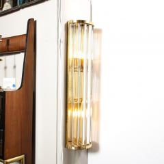 M Tosso Mid Century Hand Blown Murano Glass Rod Brass Sconces Signed Tosso Murano - 3276590