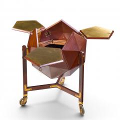 M Vuillermoz for Dambrine French Mahogany and Brass Polyhedron Bar Cabinet - 4602080
