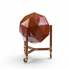 M Vuillermoz for Dambrine French Mahogany and Brass Polyhedron Bar Cabinet - 4602083