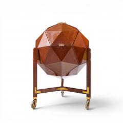 M Vuillermoz for Dambrine French Mahogany and Brass Polyhedron Bar Cabinet - 4602084