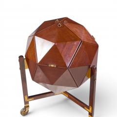 M Vuillermoz for Dambrine French Mahogany and Brass Polyhedron Bar Cabinet - 4602086