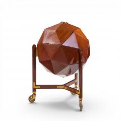 M Vuillermoz for Dambrine French Mahogany and Brass Polyhedron Bar Cabinet - 4603311