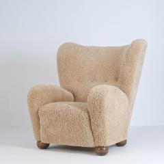 M rta Blomstedt Highback M rta Blomstedt Aulanko Armchair in Honey Natural Sheepskin 1940s - 4572911
