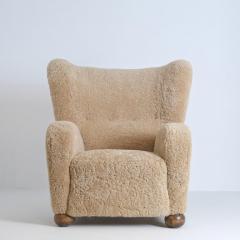 M rta Blomstedt Highback M rta Blomstedt Aulanko Armchair in Honey Natural Sheepskin 1940s - 4572912