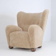 M rta Blomstedt Highback M rta Blomstedt Aulanko Armchair in Honey Natural Sheepskin 1940s - 4572915