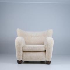 M rta Blomstedt Large M rta Blomstedt Aulanko Armchair in Moonlight Natural Sheepskin 1940s - 4621646
