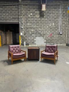 M veis Cimo Brazilian Modern Armchair Pair in Purple Leather Hardwood Cimo Brazil 1960 - 3193593