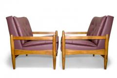 M veis Cimo Brazilian Modern Armchair Pair in Purple Leather Hardwood Cimo Brazil 1960 - 3193655