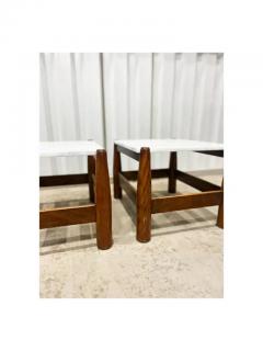 M veis Cimo Brazilian Modern Side Tables Set in Imbuia hardwood and Marble top by Cimo 1950s - 3833455