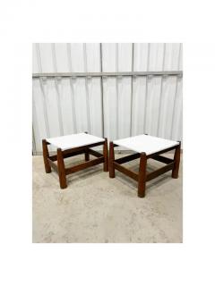 M veis Cimo Brazilian Modern Side Tables Set in Imbuia hardwood and Marble top by Cimo 1950s - 3833484