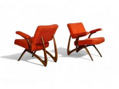 M veis Cimo Set of 2 Armchairs in Hardwood Boucle by Movies Cimo c 1950s - 3929479