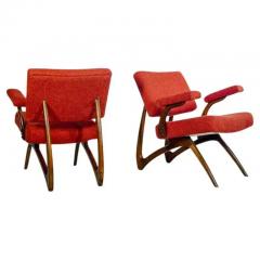 M veis Cimo Set of 2 Armchairs in Hardwood Boucle by Movies Cimo c 1950s - 3929485