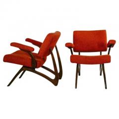 M veis Cimo Set of 2 Armchairs in Hardwood Boucle by Movies Cimo c 1950s - 3929486