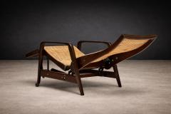 M veis Gerdau Reclining Sun Chaise Lounge in Hardwood Caning by Walter Gerdau 1940s - 4576892