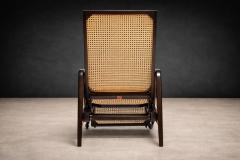 M veis Gerdau Reclining Sun Chaise Lounge in Hardwood Caning by Walter Gerdau 1940s - 4576894