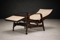 M veis Gerdau Reclining Sun Chaise Lounge in Hardwood Caning by Walter Gerdau 1940s - 4576895