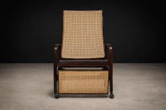M veis Gerdau Reclining Sun Chaise Lounge in Hardwood Caning by Walter Gerdau 1940s - 4576896