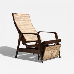 M veis Gerdau Reclining Sun Chaise Lounge in Hardwood Caning by Walter Gerdau 1940s - 4578759